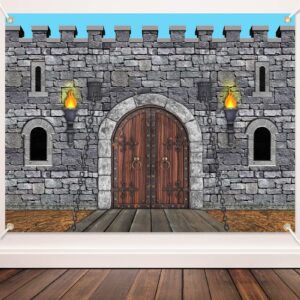 tranqun medieval party decorations medieval castle backdrop knight decorations castle wall backdrop keepers of the kingdom decorations for medieval themed party supplies(7 x 5 ft)