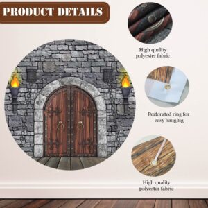 Tranqun Medieval Party Decorations Medieval Castle Backdrop Knight Decorations Castle Wall Backdrop Keepers of The Kingdom Decorations for Medieval Themed Party Supplies(7 x 5 ft)