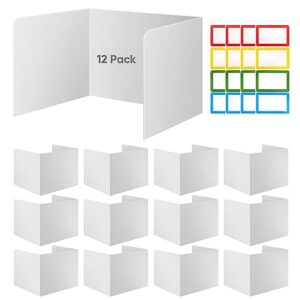 12 pack classroom privacy shields for student desks - privacy and plastic folders desk dividers, test and desk dividers study carrel, easy to clean privacy boards for school teacher study test