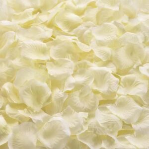 jupozop 1000 pcs artificial fake rose petals for wedding, romantic night for her/him set, engagement, flower decorations, event, party, in bulk（ivory）