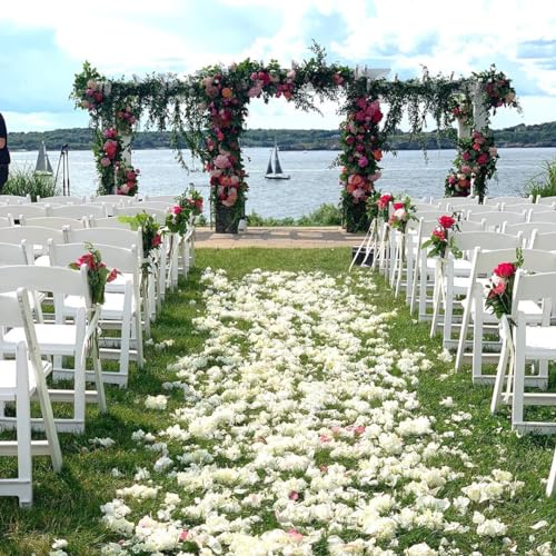 JUPOZOP 1000 PCS Artificial Fake Rose Petals for Wedding, Romantic Night for Her/Him Set, Engagement, Flower Decorations, Event, Party, in Bulk（Ivory）