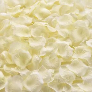 JUPOZOP 1000 PCS Artificial Fake Rose Petals for Wedding, Romantic Night for Her/Him Set, Engagement, Flower Decorations, Event, Party, in Bulk（Ivory）