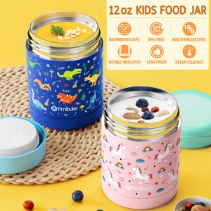 Fimibuke Kids Bento Snack Lunch Box with 4 Compartment, Insulated lunch Bag, Stainless Steel Vacuum Thermos Food Jar, Ice Pack, Utensils Set, Birthday Gift for Age 3-12 Back to School Toddler Girl Boy