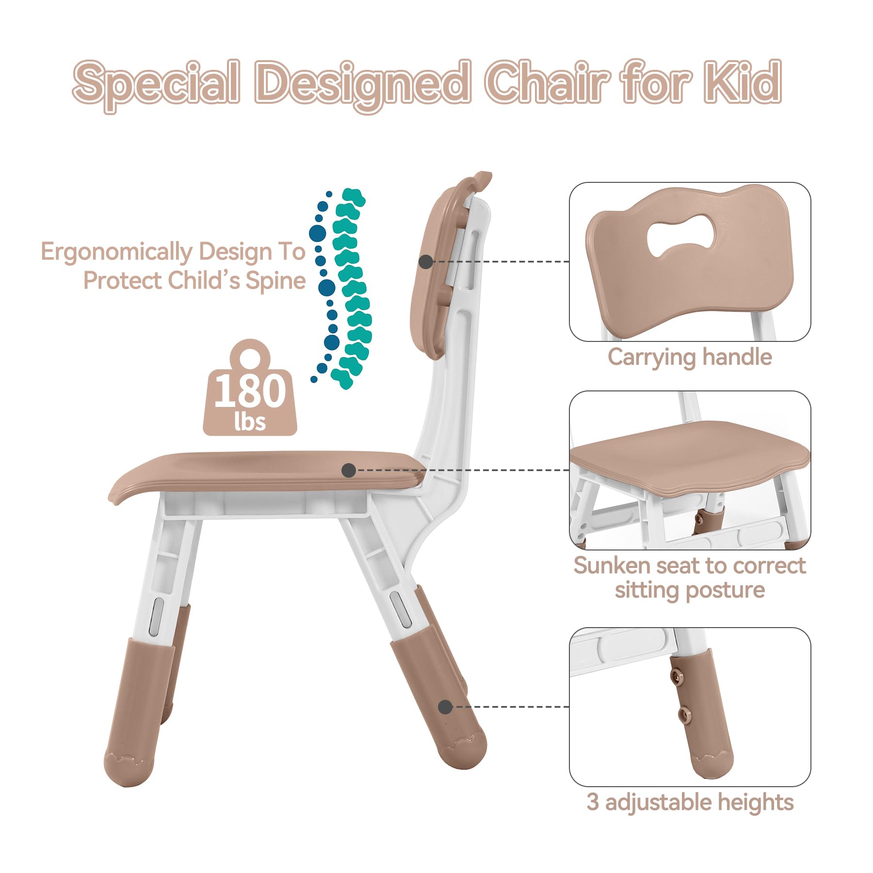 DOREROOM Kids Table and 2 Chairs Set, Height-Adjustable Toddler Table and Chair Set with Graffiti Desktop, 31.5''L x 23.6''W Children Activity Table for Daycare, Classroom, Home