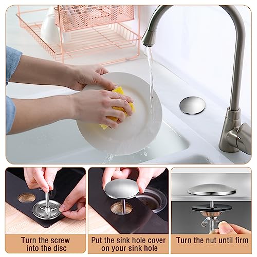 2 Inch Kitchen Sink Hole Cover Faucet Hole Cover Stainless Steel Kitchen Sink Tap Hole Plate Stopper Cover Blanking Metal Plug (Brushed Stainless Steel)