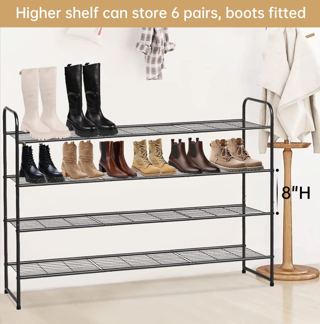 KEETDY Over the Door Shoe Organizer with 8 Deep Pockets and 4-Tier Long Shoe Rack for Closet