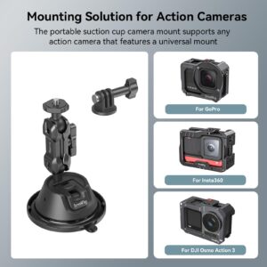 SMALLRIG Double-Layer Suction Cup Mount for GoPro Hero 11/10 / 9, for DJI Osmo Action/Procket, for Insta360 X3, Double Ball Head Support 360° Rotation, Mount on Car Windshield or Window SC-1K - 4193