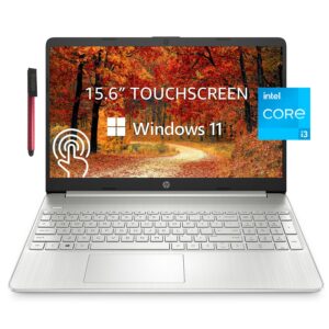 hp newest 15 15.6" touchscreen laptop computer, intel core i3 1115g4 up to 3.2ghz (beat i5-10210u), 64gb ddr4 ram, 2tb pcie ssd, wifi, bluetooth, natural silver, windows 11 s,broag 64gb flash stylus