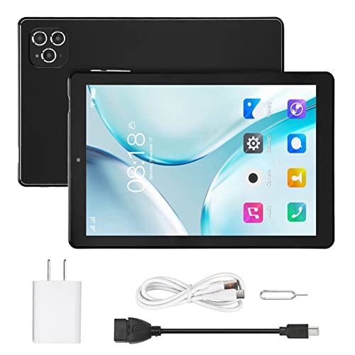 HD Tablet, US Plug 100‑240V 2 Card Slots Dual Camera Office for Business (Black)