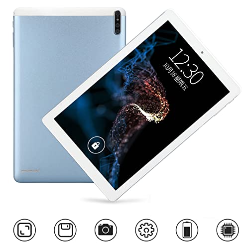 UPQRSG 10.1 Inch Tablet, 2.4G 5G Dual Band WiFi 6GB 128GB Front 5MP Rear 13MP, 1960X1080 IPS HD Touch Screen with 8800Mah, Calling Tablet 100‑240V Blue(US)