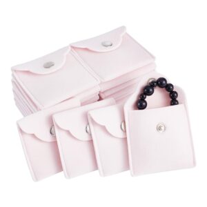 nbeads 20 pcs velvet jewelry pouches with snap button, misty rose velvet jewelry storage bags luxury gift bag for candy gift and jewelry necklace bracelet packing, 2.28"×2.32