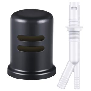 enhon 1 set dishwasher air gap kit, with skirted brass air gap cap and matching escutcheon, dishwasher air gap replacement with air gap cover (matte black)