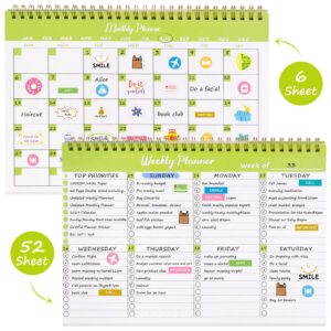 Weekly To Do List Notepad, Undated Weekly Desk Planner & Monthly Calendar, 60 Sheets 7 X 10" Task CheckList Notebook For Work Office Home, Sunday Start, Green