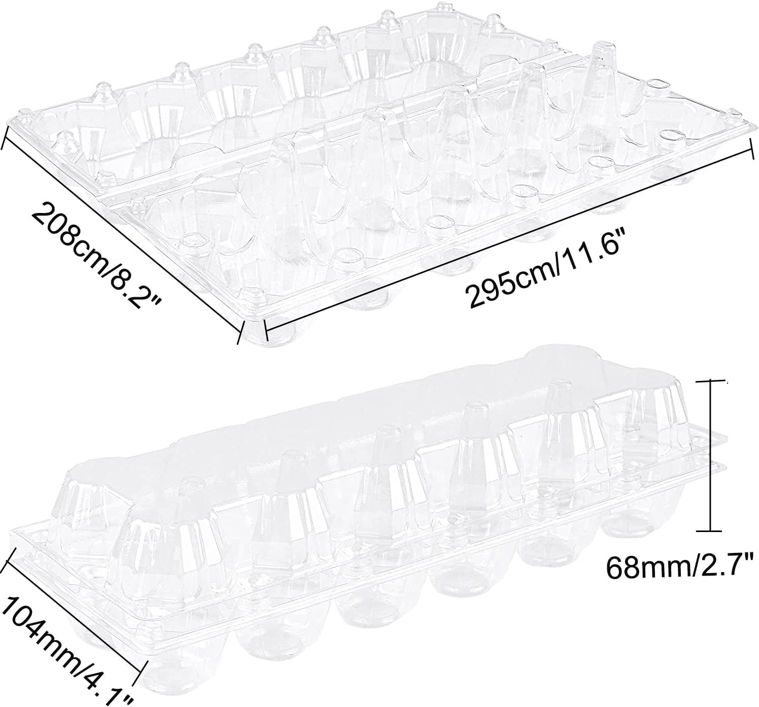 60 Pack Plastic Egg Cartons Cheap Bulk One Dozen Clear Empty Egg Cartons for Chicken Eggs, Reusable Egg Carton for Home Ranch Chicken Farm, Commercial Business Market Display, 2x6 Grids, Large