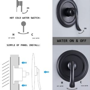 ELLO&ALLO Matte Black Shower Faucet Set with Tub Spout, Single Handle Tub and Shower Faucet Combo Set (Valve Included)