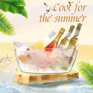 Barafat Ice Buckets for Parties (5.5L)& Ice Bucket Scoop, Clear Acrylic Champagne Bucket, Drinks Beverage Tub for Cocktail Bar, Wine, Beer, Soda