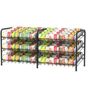 can rack organizer, can storage rack, can organizers and storage for pantry, stackable can storage dispenser for kitchen pantry cabinet, black