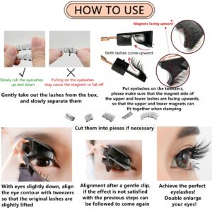 Dual Magnetic Eyelashes Natural Look, Magnets False Eyelashes No Eyeliner or Glue Needed, Reusable Magnetic Lashes 3D Extension Kit, 4 Pairs Soft Magnetic Fake Eye Lash for Women Makeup with Applicator