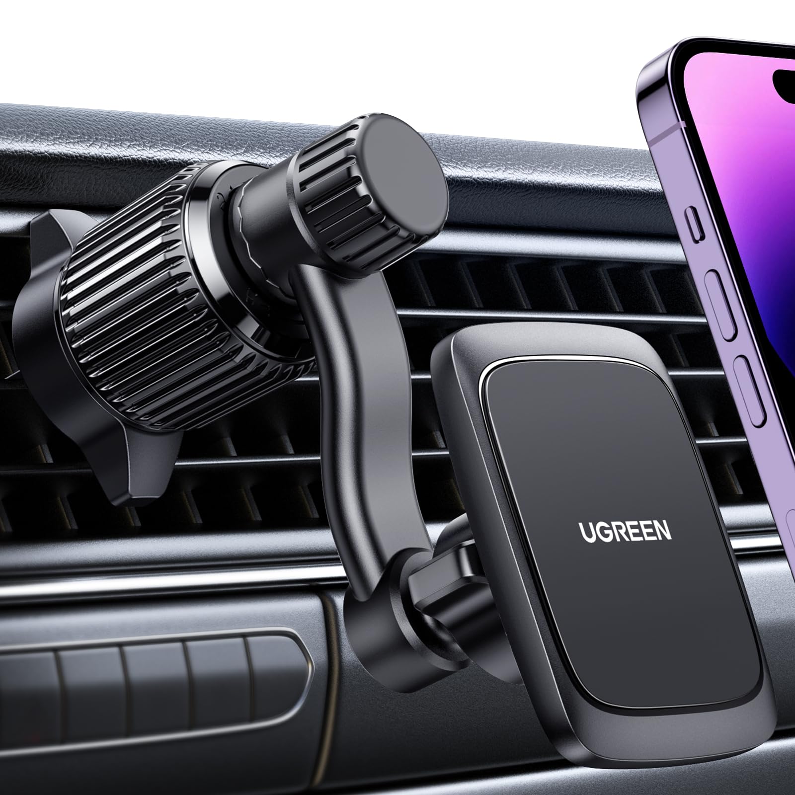 UGREEN Car Phone Holder Magnetic Phone Mount for Car, Never Blocking Air Vent Clip Cell Phone Holder Compatible with All iPhone 15/14/13/12 and Other Series, Fit Most Smartphones