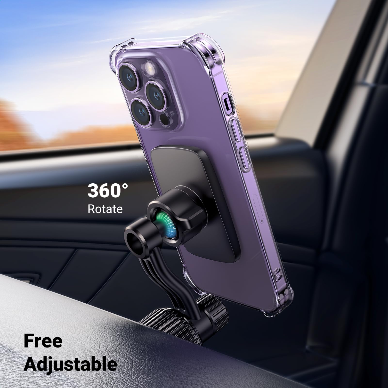 UGREEN Car Phone Holder Magnetic Phone Mount for Car, Never Blocking Air Vent Clip Cell Phone Holder Compatible with All iPhone 15/14/13/12 and Other Series, Fit Most Smartphones