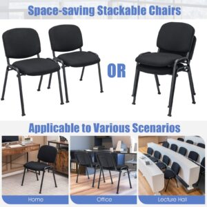 Tangkula Conference Room Chairs Set of 8, Stackable Office Guest Chairs with Upholstered Back & Seat, Ergonomic Office Reception Chairs for Waiting Room, Meeting Room, Reception, Black