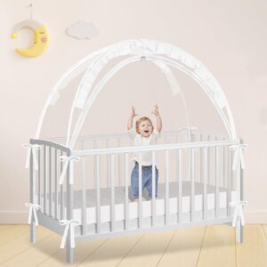 Crib Tent - Crib Net to Keep Baby in, Stop Baby from Climbing Out of Crib, Pop Up Baby Crib Tent with Durable Breathable Net Double Zipper Strong Rods Installation Convenience