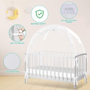 Crib Tent - Crib Net to Keep Baby in, Stop Baby from Climbing Out of Crib, Pop Up Baby Crib Tent with Durable Breathable Net Double Zipper Strong Rods Installation Convenience