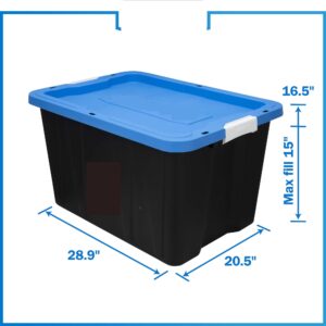 LINCCI 27 Gallon Heavy Duty Latching Plastic Storage Bin Container, Black, Set of 4 L8