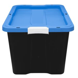 LINCCI 27 Gallon Heavy Duty Latching Plastic Storage Bin Container, Black, Set of 4 L8