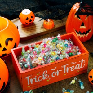 Sintuff Halloween Candy Bowl Wooden Funny Candy Dish Trick or Treat Large Halloween Candy Dish Holders Wood Serving Bowl Tableware for Halloween Parties Decorations Corn Holiday Decor (Trick or Treat)