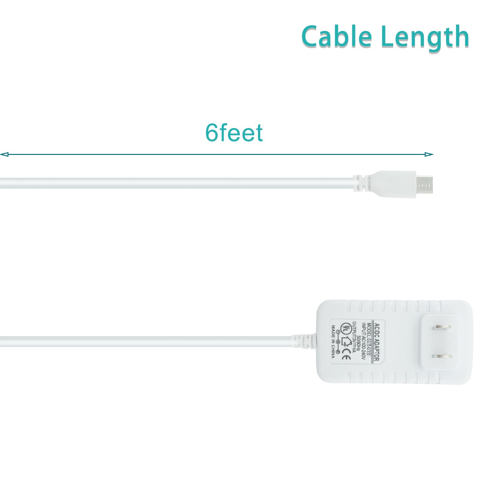 Charger Replacement for V-Tech, Babysense, Owlet, LBTech, Eufy, VAVA, Moonbaby Baby Monitor, Power Cord Micro USB Adapter, Charging Cable 6 FT