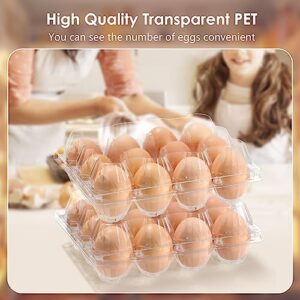 whciaxd 200 Pack Plastic Egg Cartons Bulk,Empty Clear Plastic Egg Carton Holds Up to 12 Eggs,Reusable Chicken Egg Tray Holders for Family Pasture Chicken Farm,Business Market Display,Storage