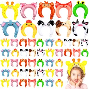 liliful 200 pcs zoo animal inflatable headbands unicorn wildlife safari balloon hair hoop unicorn balloon kit with pump inflatable jungle animals for birthday party favors decorations (cute animal)