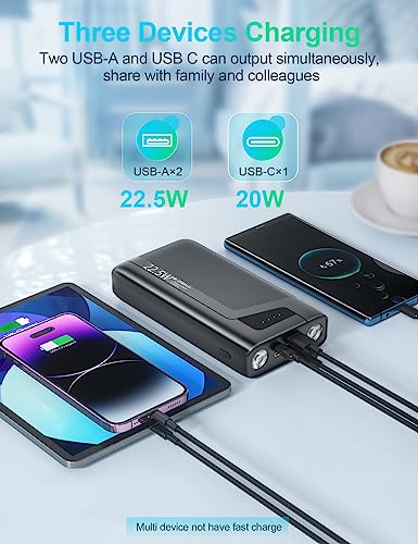 XEGNER Portable Charger, 20000mAh Power Bank USB C 20W SCP 22.5W High Speed Charging Bank, External Battery Pack with 6W Bright Flashlight, Compatible with iPhone Android Cell Phone, Tablet and More