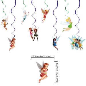 Fairy Birthday Decorations Cartoon Party Decorations Banner and Hanging Swirls for Kid, Boys and Girls Happy Birthday Fairy Party Supplies.