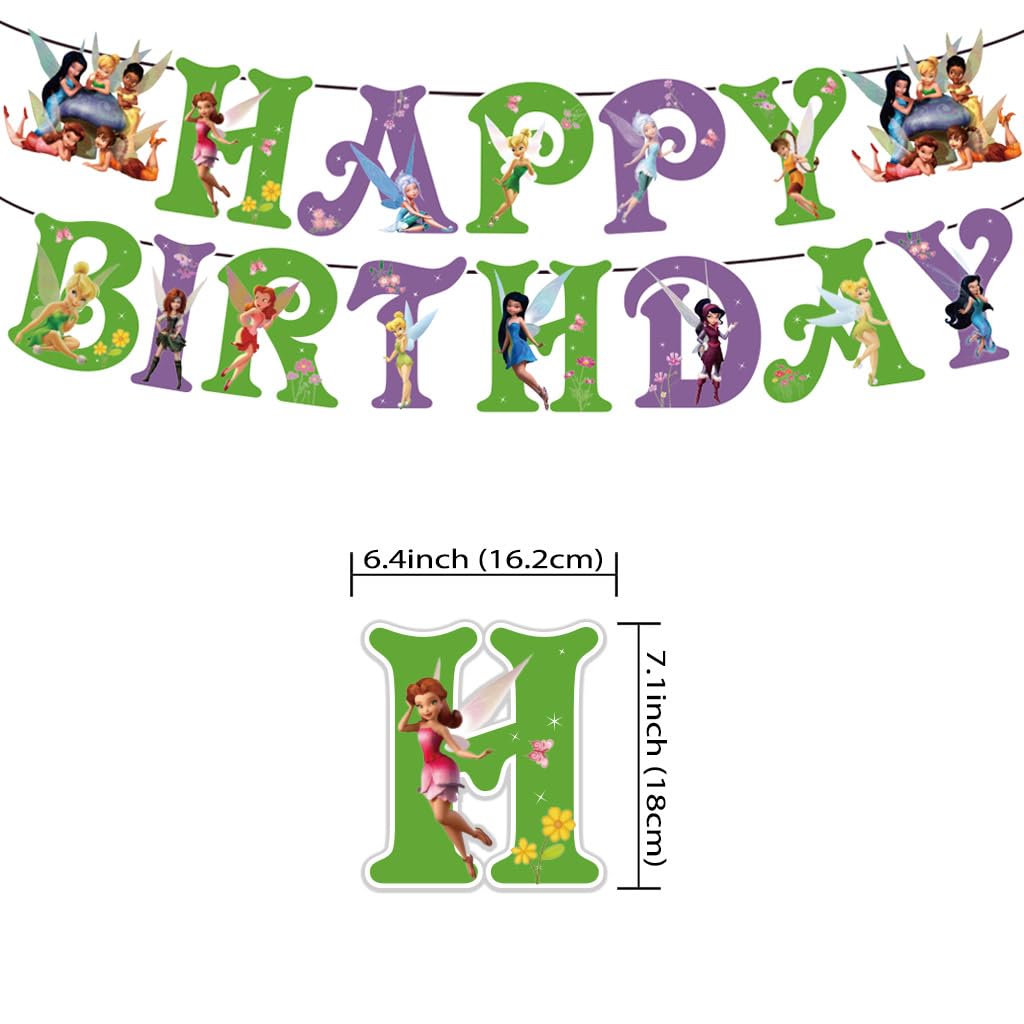 Fairy Birthday Decorations Cartoon Party Decorations Banner and Hanging Swirls for Kid, Boys and Girls Happy Birthday Fairy Party Supplies.