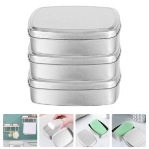 COHEALI Aluminum Tin Cans 4pcs Rectangular Empty Hinged Tin with Lid Aluminum Jar for Storage Pin Candy Jewelry Craft (3.85 x 1.1in)