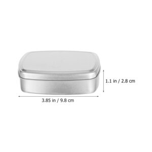 COHEALI Aluminum Tin Cans 4pcs Rectangular Empty Hinged Tin with Lid Aluminum Jar for Storage Pin Candy Jewelry Craft (3.85 x 1.1in)