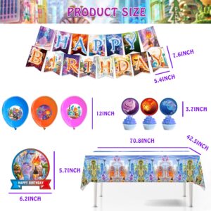 Disney Elemental Birthday Decorations Pixar Movie Theme Party Supplies Ember Lumen and Wade Ripple Party Favors Including Tablecloth Backdrop Cake Topper and Cupcake Banner Balloons