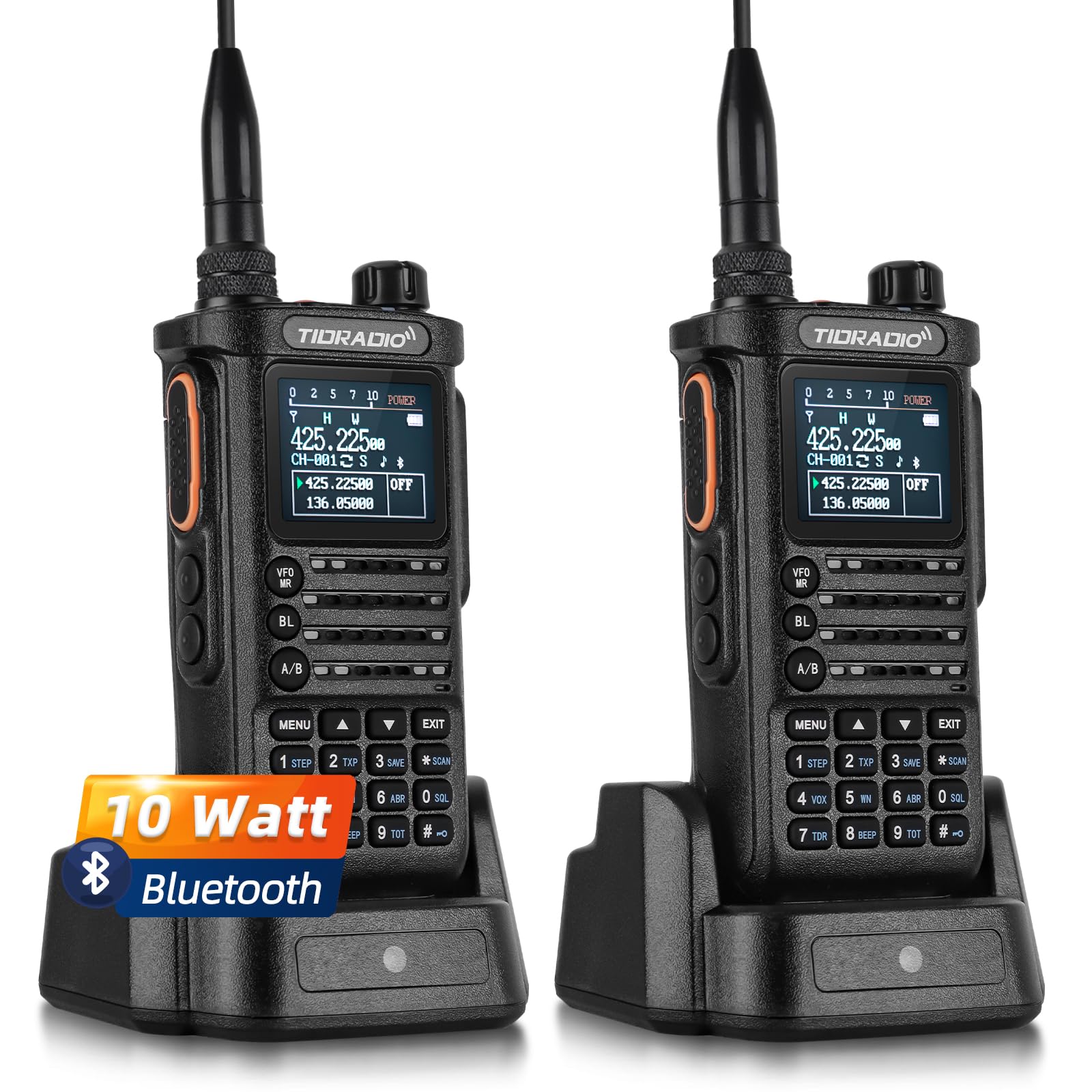 (𝟐𝐧𝐝 𝐆𝐞𝐧) TIDRADIO TD-H8 10W HighPower Ham Radio Handheld with APP Bluetooth Wireless Programming, Two Way Radios Long Range with 2500mHA 𝐓𝐲𝐩𝐞-𝐂 Large Battery, Large Color Screen(2 Pack)