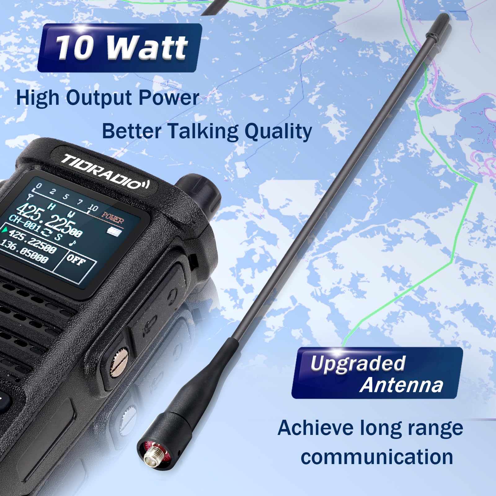 (𝟐𝐧𝐝 𝐆𝐞𝐧) TIDRADIO TD-H8 10W HighPower Ham Radio Handheld with APP Bluetooth Wireless Programming, Two Way Radios Long Range with 2500mHA 𝐓𝐲𝐩𝐞-𝐂 Large Battery, Large Color Screen(2 Pack)