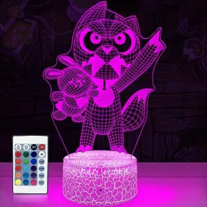 yaomylt the owl merch gifts night light for kids,3d illusion lamp bedroom decor 16colors dimmable with smart touch &remote control christmas birthday gifts for boy girl teen cartoon fans