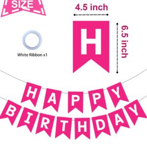 JANSONG HAPPY BIRTHDAY Banner，Rose Pink With White Letters Banner，Swallowtail Design Hanging Signs Birthday Party Supplies for Girls Birthday Party Birthday Decorations