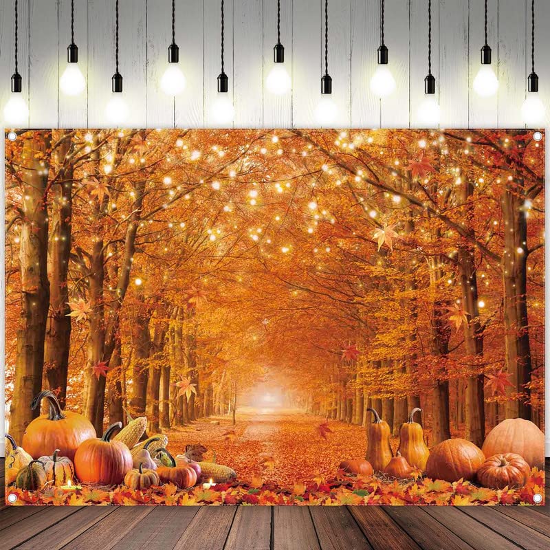 Swepuck 7x5ft Fall Photography Backdrop Autumn Maple Leaves Pumpkin Friendsgiving Background Thanksgiving Party Supplies Farm Harvest Banner Photo Booth