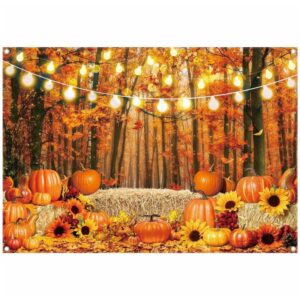 ycucuei 7x5ft fall forest photography backdrop woodland pumpkin landscape maple leaves barn haystack background thanksgiving party decoration harvest photo booth
