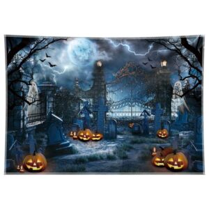 swepuck 8x6ft halloween haunted graveyard photography backdrop pumpkin lantern spooky night moon background kids ghost party decorations banner photo booth