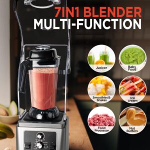 Cavlhils Commercial Blender for Kitchen, 2200W Professional-Grade Power Blender with Soundproof Cover, Electric Variable Speed Processor for Shakes and Smoothies, 88 oz Container & 48000 RPM