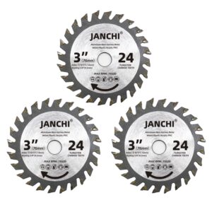 3pack 3 inch 24t carbide circular saw blade for cuts woods, plastic, pcv, acrylic, aluminum, 7/16" arbor compatible with all dremel saw-max, ultra-saws, rotozip saws, rigid 3" multi-material saw