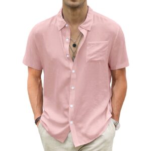 ctu men's fashion summer casual button down shirt short sleeve solid color holiday beach shirts