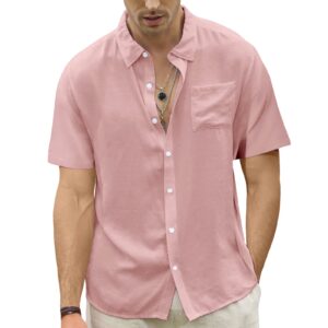 CTU Men's Fashion Summer Casual Button Down Shirt Short Sleeve Solid Color Holiday Beach Shirts